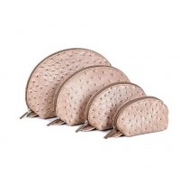 Color: Coral - COSMO Cosmetic Faux Ostrich Cases In Set of 4