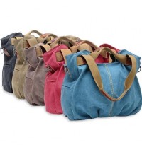 Color: Blueberry Crush - ARM CANDY Handy Natural Canvas Handbag