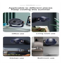 Household Table Air Circulation Electric Fan 180 Degrees Usb Rechargeable 2400mah Battery Wall Mounted Cooling Fann White
