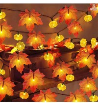 0.5W Artificial Maple Leaves LED String Light Battery Powered For Thanksgiving Halloween Christmas Holiday Decorations Orange Red Maple Leaf 3 meter 20leds