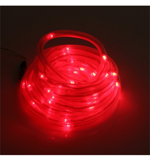 Lingstrar 10M 50 LEDs Solar Rope Tube Led String Strip Fairy Light Outdoor Garden Xmas Party Decor Red