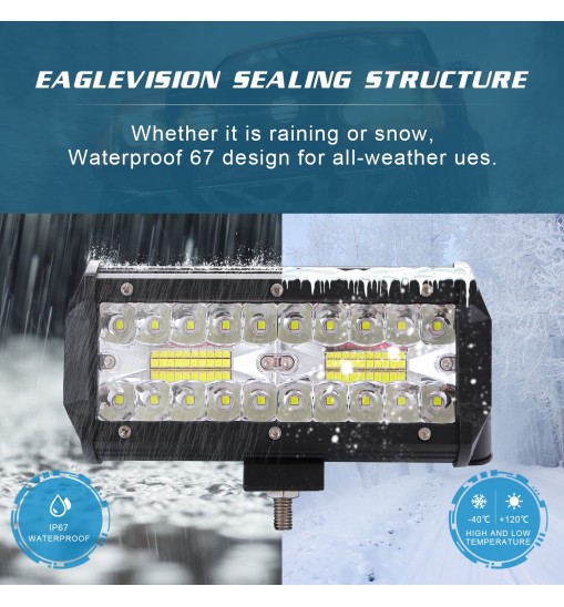 High Bright 400W LED 3 Rows 7inch 40000LM Work Light Bar Driving Lamp