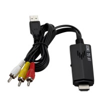 HDMI to RCA Cable 1080P HD Video to Audio Converter HDMI Male to RCA AV Component Converter for HDTV DVD TV  black