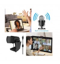 USB Web Camera HD Computer Camera Webcams Built-In Sound-absorbing Microphone Black 720P