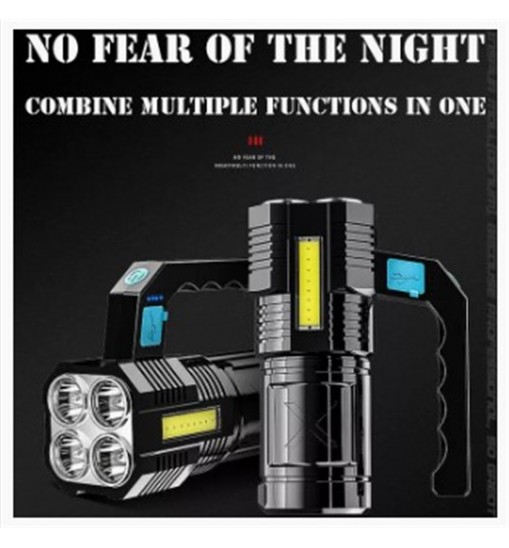 Four-head Outdoor Strong Light Flashlight with Large Capacity Battery Waterproof