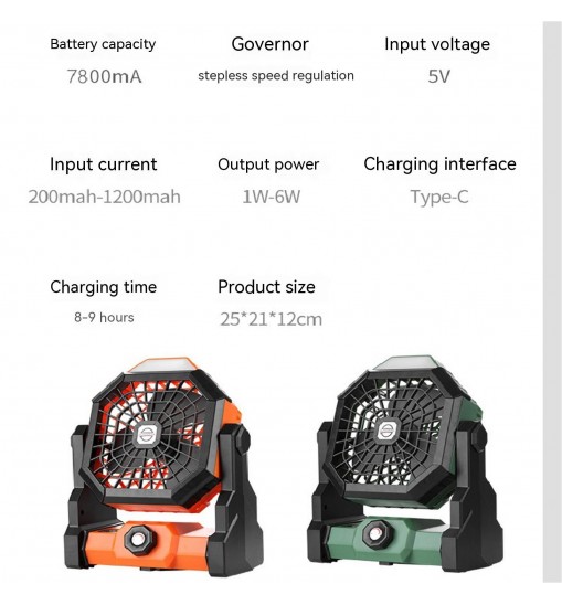 Portable Air Cooling Fan 270 Degree Adjustable Rechargeable Electric Fan Household Electrical Appliances Black Green