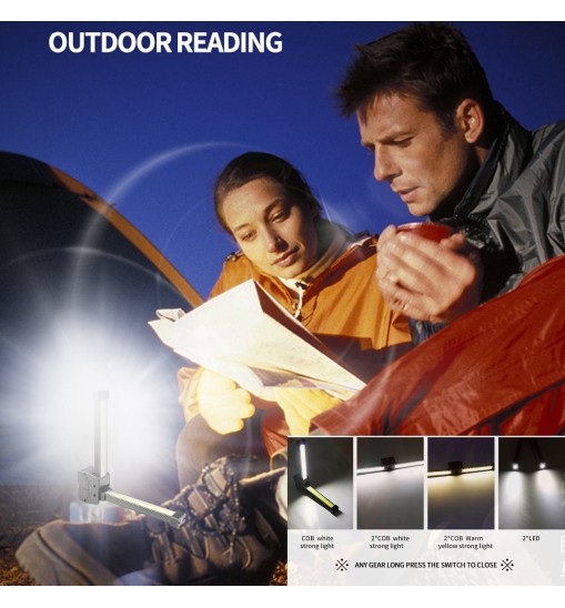 Folding Cob Led Work Light 90 Degrees 5 Levels Strong Magnet Inspection Light Outdoor Tent Light