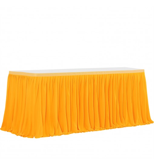 6ft Polyester Pleated Table Skirt Wrinkle Resistant Machine Washable For Wedding Baby Shower Birthday Party Banquet (L 6(ft) 14(ft),H 77cm) 6ft