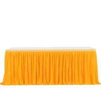 6ft Polyester Pleated Table Skirt Wrinkle Resistant Machine Washable For Wedding Baby Shower Birthday Party Banquet (L 6(ft) 14(ft),H 77cm) 14ft