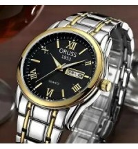 Color: 3 - Authentic Red Men's Wrist Watch Super Fashion Full Stainless Steel Watches Business Man Waterproof Calendar Clock Hour A3487