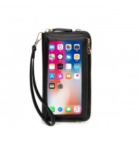 Color: burgundy - Women Touch Screen Wristlet Handbag, RFID Protection Small Wallet Purse Crossbody Phone Bag
