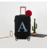 Color: 8bluA, Size: XL - Fashion Blue Letters Luggage Cover Washable Protective Cover Thickened Luggage Cover dust-proof suitable for 18-32 inch Luggage