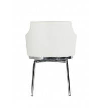 32" White Leatherette And Steel Dining Chair
