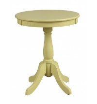 22" Light Yellow Solid Wood Round End Table