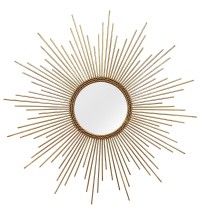 26 Round Gold Metal Sunburst Framed Wall Mirror