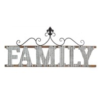 Silver Galvanized Metal Family Wall Decor