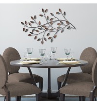 Distressed Metal Blowing Leaves Wall Decor