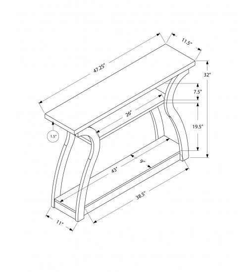 47" Taupe Floor Shelf Console Table With Storage