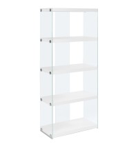 59" White Glass Four Tier Etagere Bookcase