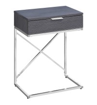 24" Silver And Gray End Table With Drawer