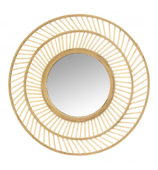 31.5 Boho Casual Woven Wicker Wall Mirror