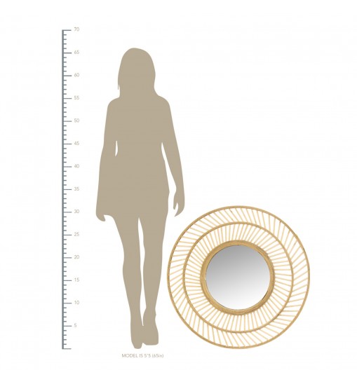 31.5 Boho Casual Woven Wicker Wall Mirror