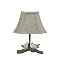 13" Brown Bedside Table Lamp With Tan Empire Shade