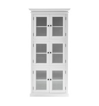 35" White Solid Wood Frame Standard Accent Cabinet With Six Shelves