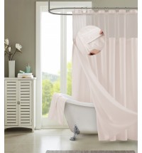 Blush Sheer and Grid Shower Curtain and Liner Set