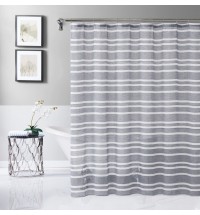 Silvery Gray and White Striped Shower Curtain