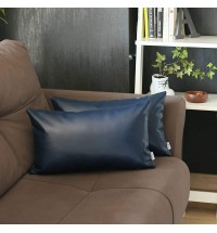 Decorative Vegan Faux Leather Throw Pillow Set of 2