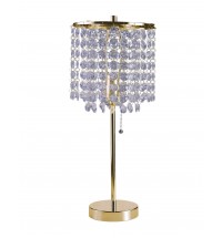 20" Gold Metal Bedside Table Lamp With Clear Drum Shade