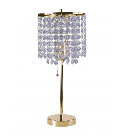 20" Gold Metal Bedside Table Lamp With Clear Drum Shade