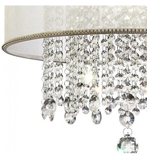 Primo Gold Finish Ceiling Lamp with Crystal Accents and White Shade