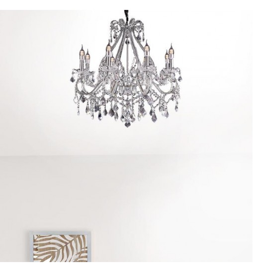 Candle Style Empire Eight Light Transparent Glass Led Ceiling Light
