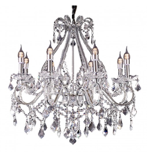 Candle Style Empire Eight Light Transparent Glass Led Ceiling Light