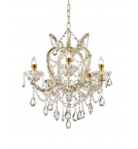 Five Light Glam Gold and Faux Crystal Chandelier