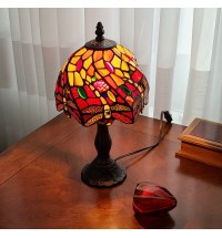 15" Tiffany Style Stained Glass Dragonflies Table Lamp