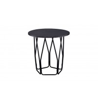 22" Black And Espresso Manufactured Wood And Metal Round End Table