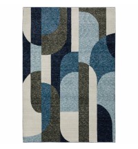 6' X 9' Blue And Gray Geometric Power Loom Area Rug