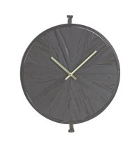 2" Circle Black Wood And Solid Wood Analog Wall Clock