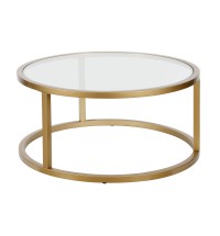 35" Gold Glass Round Coffee Table