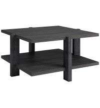 35" Gray Manufactured Wood Square Coffee Table With Shelf