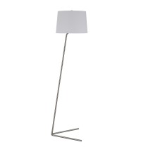 60" Nickel Novelty Floor Lamp With White Frosted Glass Drum Shade