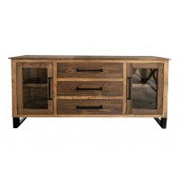 69" Brown Solid and Manufactured Wood Distressed Buffet Table