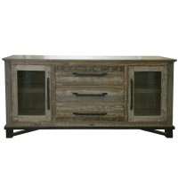 69" Brown Solid and Manufactured Wood Distressed Buffet Table