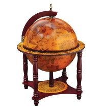 13" Diameter Globe with 57pc Chess and Checkers Set