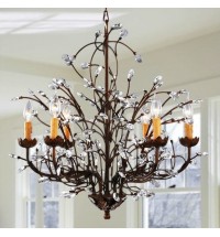 Antique Bronze 6-light Crystal and Iron Chandelier