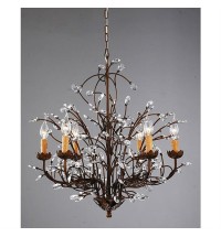 Antique Bronze 6-light Crystal and Iron Chandelier