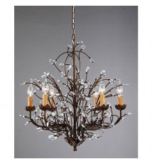 Antique Bronze 6-light Crystal and Iron Chandelier